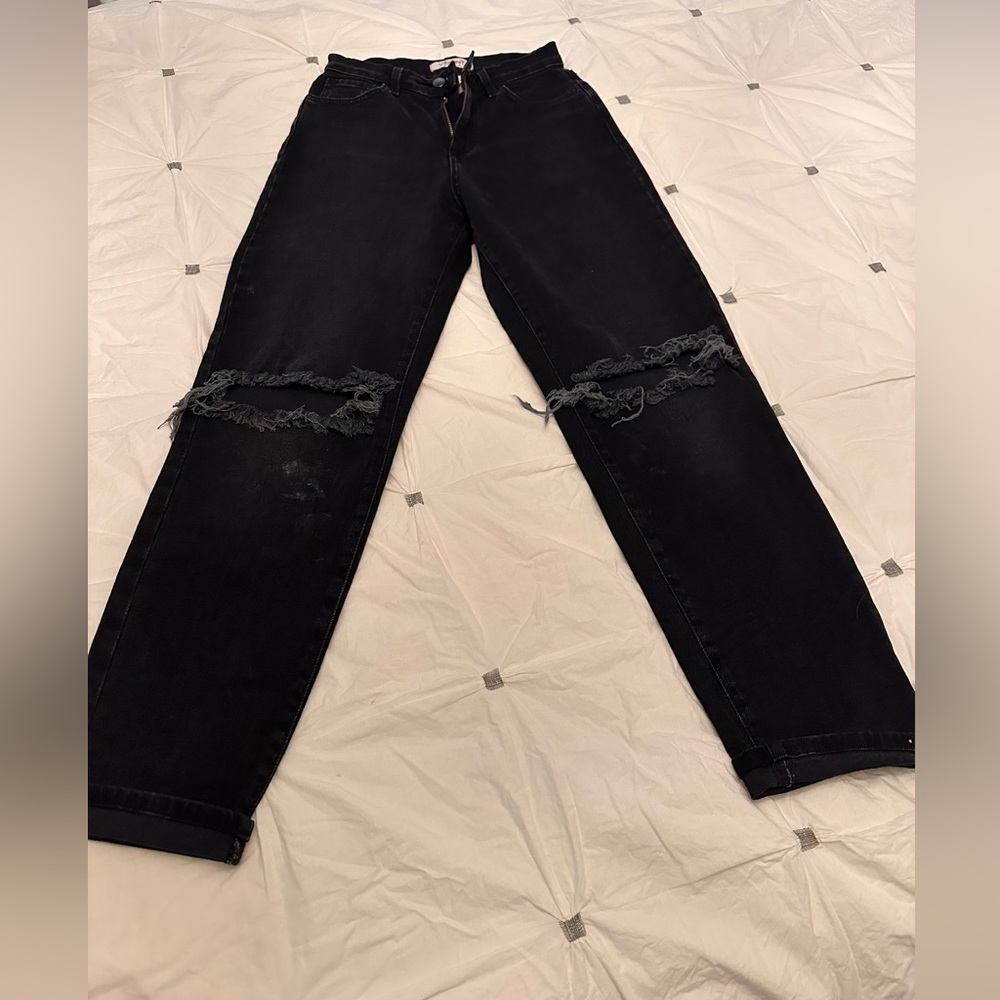 High rise mom jeans.  Gray Bandit.